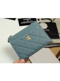Chanel classic card holder Grained Calfskin & Gold-Tone Metal A84105 sky blue HY13593vX95
