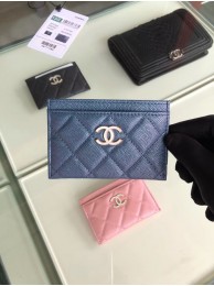 Chanel classic card holder Grained Calfskin & Gold-Tone Metal B31510 blue HY13609Fh96