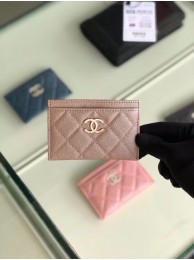 Chanel classic card holder Grained Calfskin & Gold-Tone Metal B31510 light Pink HY11773AM45