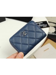 Chanel classic card holder Grained Calfskin & silver-Tone Metal A69271 sky Blue HY13693io33
