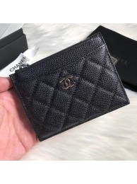 Chanel classic card holder Grained Calfskin & silver-Tone Metal A84105 black HY973Pu45