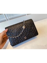 chanel classic clutch with chain Lambskin & silver-Tone Metal AP3317 black HY4308iv85