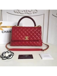 Chanel Classic Deep red Top Handle Bag Original Caviar Leather A92215 red HY21165Jz48