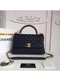 Chanel Classic Deep red Top Handle Bag Original Caviar Leather A92215 Royal Blue HY24055lu18