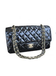 Chanel Classic Flap Bag Black Patent Leather CHA1113 Gold HY18126Cw85