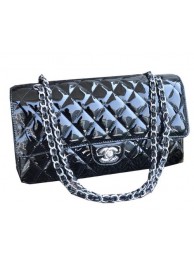 Chanel Classic Flap Bag Black Patent Leather CHA1113 Silver HY1833Tk78