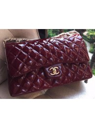 Chanel Classic Flap Bag Burgundy Original Patent Leather A1113 Gold HY13272dw37