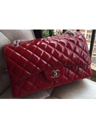 Chanel Classic Flap Bag Burgundy Original Patent Leather A1113 Silver HY6597Ym74