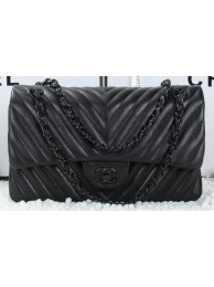 Chanel Classic Flap Bag Lambskin Chevron Quilting A01112 Black HY1483SS41