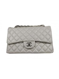 Chanel Classic Flap Bag OffWhite Original Leather CF1113 Silver HY2793ER88
