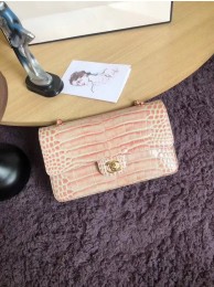 Chanel Classic Flap Bag Original Alligator & Gold-Tone Metal A01112 light pink HY4494CD62