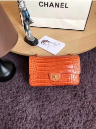 Chanel Classic Flap Bag Original Alligator & Gold-Tone Metal A01112 orange HY6268fo19