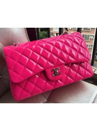 Chanel Classic Flap Bag Rose Original Patent Leather A1113 Silver HY14791rd58