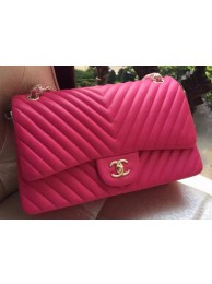 Chanel Classic Flap Bag Rose Sheepskin Chevron Quilting A1113 Gold HY8646NP24