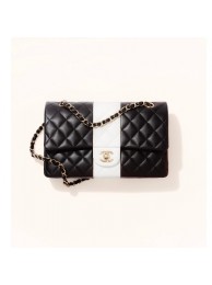 Chanel Classic Flap Shoulder Bag Original Sheepskin leather A01116 Black&White HY16603qB82