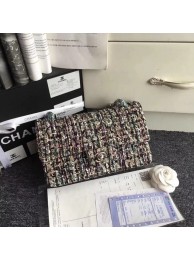 Chanel Classic Handbag Embroidered Tweed & Silver-Tone Metal A01112 green HY24593pk20