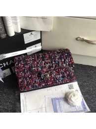 Chanel Classic Handbag Embroidered Tweed & Silver-Tone Metal A01112 red HY12207wv88
