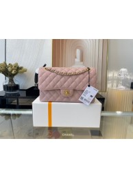 Chanel classic handbag Grained Calfskin gold-Tone Metal 01112 Cherry Blossom powder HY19865lU52