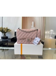 Chanel classic handbag Grained Calfskin&silver Metal 01112 Cherry Blossom powder HY9248lq41