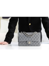 Chanel Classic Handbag Grained Calfskin & silver-Tone Metal A1112 grey HY20654Kf26