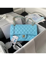 chanel classic handbag Lambskin & gold Metal A01112 light blue HY8749oK58