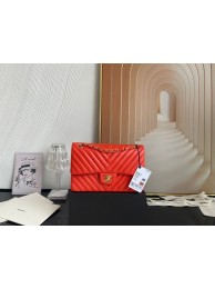 Chanel classic handbag Lambskin & gold Metal V01112 orange HY8159uZ84