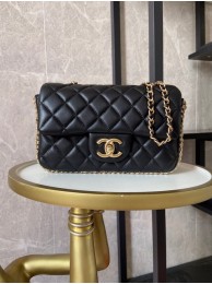 chanel classic handbag Lambskin &Imitation Pearls& gold Metal AS1740 black HY5824HB29