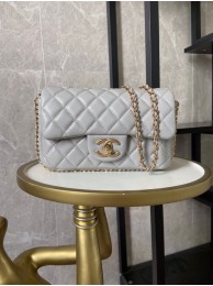 chanel classic handbag Lambskin &Imitation Pearls& gold Metal AS1740 light gray HY2756Qu69