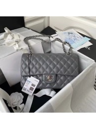 chanel classic handbag Lambskin & silver Metal A01112 dark grey HY22562yk28