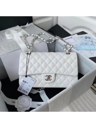 chanel classic handbag Lambskin & silver Metal A01112 white HY11746VF54
