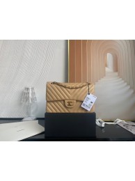 Chanel classic handbag Lambskin & silver Metal V01112 brown HY3800Av26