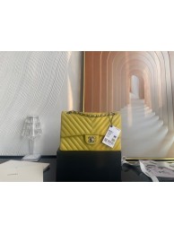 Chanel classic handbag Lambskin & silver Metal V01112 yellow HY1320KX86