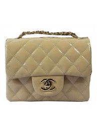 Chanel Classic MINI Flap Bag Apricot Original Patent Leather CF1115 Gold HY21042Yf79