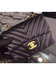 Chanel Classic mini Flap Bag Black Chevron Sheepskin Leather A68748 Gold HY21260Kd37