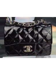Chanel Classic mini Flap Bag Black Original Patent Leather CF7171 Silver HY2725nU55
