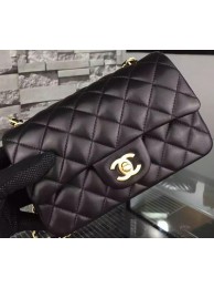 Chanel Classic mini Flap Bag Black Sheepskin Leather A67350 Gold HY13683qB82