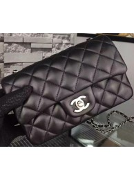 Chanel Classic mini Flap Bag Black Sheepskin Leather A67350 Silver HY24905hc46