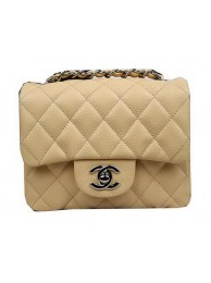 Chanel Classic MINI Flap Bag CF1115 Apricot Cannage Pattern Silver HY26664mV18