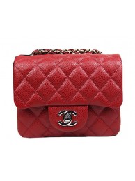 Chanel Classic MINI Flap Bag CF1115 Red Cannage Pattern Silver HY25386Qu69