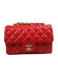 Chanel Classic MINI Flap Bag CF1119 Red Sheepskin Leather Gold HY23243dN21