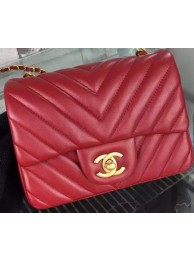 Chanel Classic mini Flap Bag Chevron Sheepskin Leather A68748 Burgundy HY1589uZ84