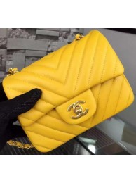 Chanel Classic mini Flap Bag Chevron Sheepskin Leather A68748 Yellow HY3673SS41