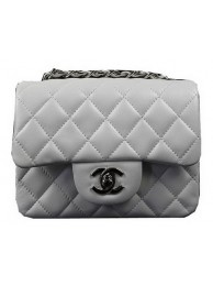 Chanel Classic MINI Flap Bag OffWhite Original Sheep Leather CF1115 Silver HY17978AM45