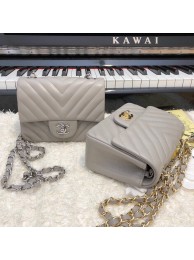 Chanel Classic MINI Flap Bag Original Sheepskin Leather A1115 Gray HY12490nS91