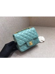 Chanel Classic MINI Flap Bag original Sheepskin Leather A1115 Light blue gold chain HY18784Xr72