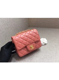 Chanel Classic MINI Flap Bag original Sheepskin Leather A1115 pink gold chain HY26529UW57