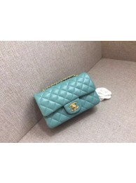 Chanel Classic MINI Flap Bag original Sheepskin Leather A1116 Light blue gold chain HY9485Jz48