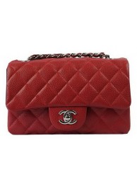 Chanel Classic MINI Flap Bag Red Cannage Pattern CF1119 Silver HY2658Rk60
