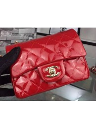 Chanel Classic mini Flap Bag Red Original Patent Leather CF7171 Gold HY18895TV86