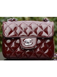 Chanel Classic MINI Flap Bag Royal Patent Leather A1115 Silver HY431VF54